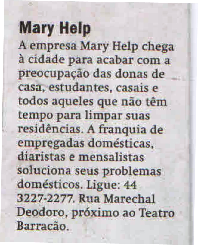 Empresa Mary Help na cidade de Maringá.